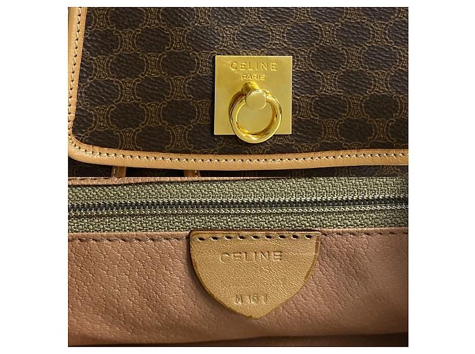 Céline Zaino Celine Macadam Triomphe in PVC e pelle Marrone - vista 4