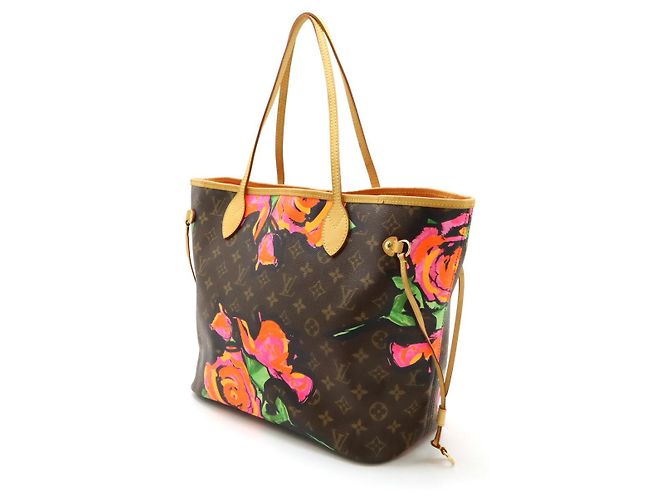 Neverfull Borsa Tote Louis Vuitton Monogram Roses Marrone Multicolore - vista 2