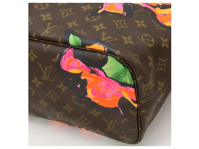 Neverfull Borsa Tote Louis Vuitton Monogram Roses Marrone Multicolore - vista 3