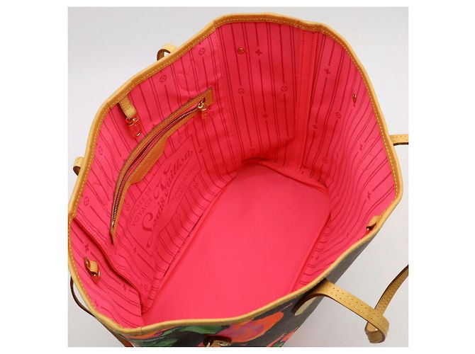 Neverfull Borsa Tote Louis Vuitton Monogram Roses Marrone Multicolore - vista 5