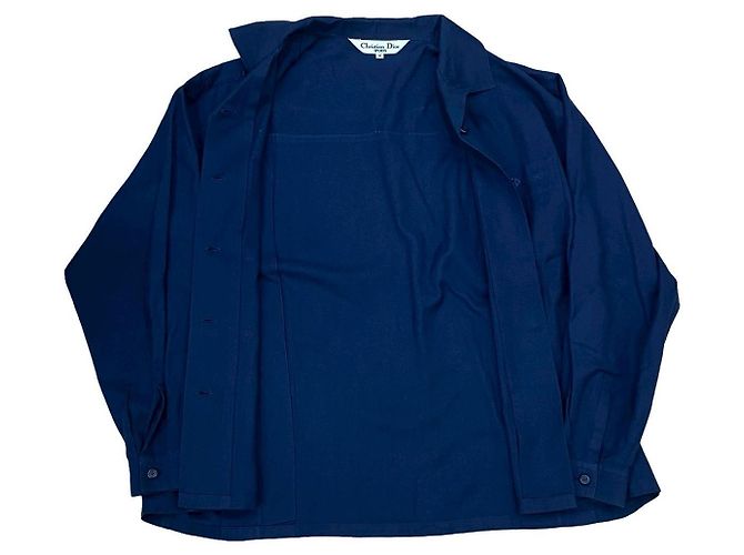 Camicia a maniche lunghe in cotone Christian Dior Blu Blu navy - vista 6