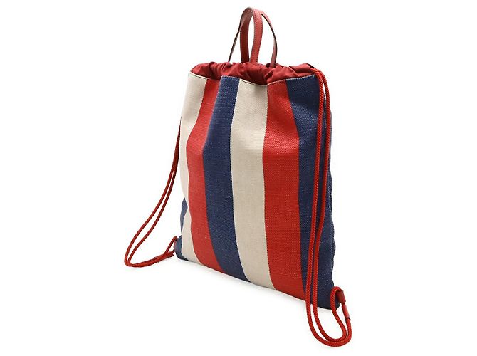 Gucci Druck Canvas Leder Rucksack Weiß Rot Blau - Ansicht 2