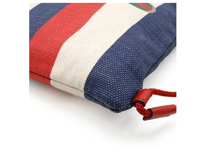 Gucci Druck Canvas Leder Rucksack Weiß Rot Blau - Ansicht 3