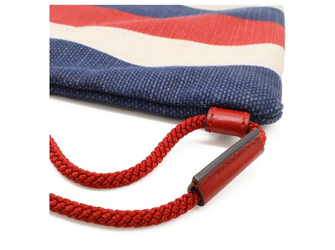 Gucci Druck Canvas Leder Rucksack Weiß Rot Blau - Ansicht 7