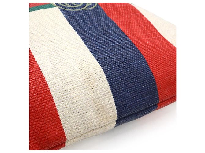 Gucci Druck Canvas Leder Rucksack Weiß Rot Blau - Ansicht 9