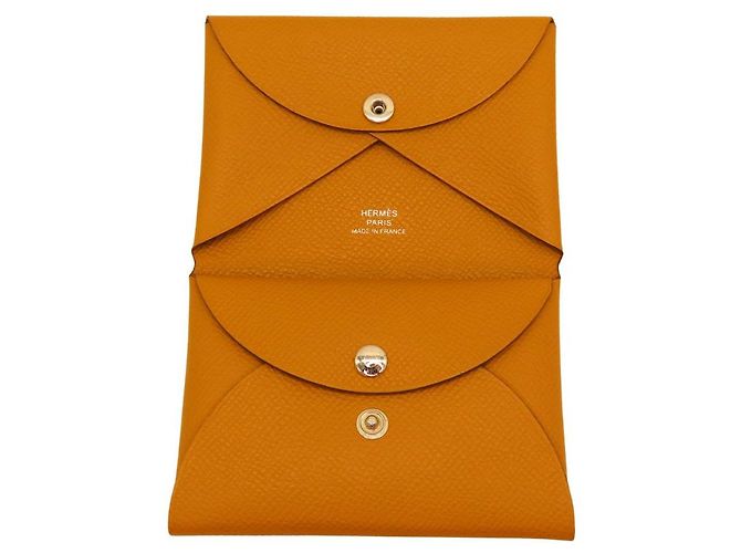 Calvi Duo Epsom 2-in-1 Münz- und Kartenetui von Hermès Gelb - Ansicht 2