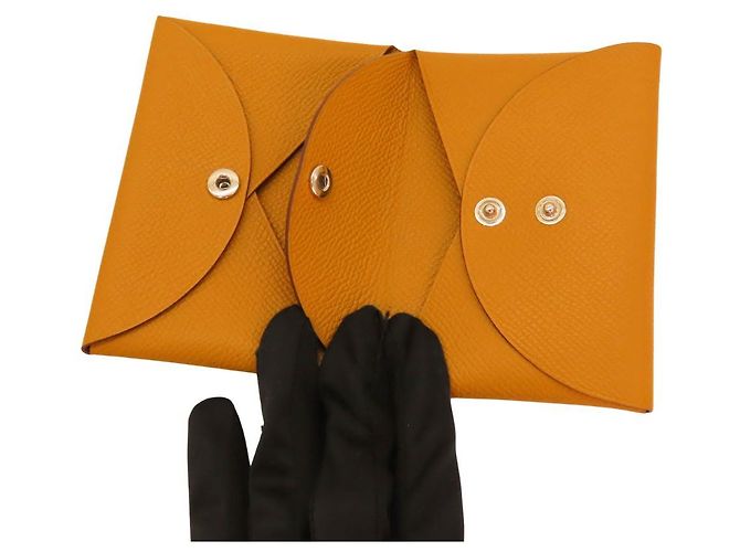 Calvi Duo Epsom 2-in-1 Münz- und Kartenetui von Hermès Gelb - Ansicht 8