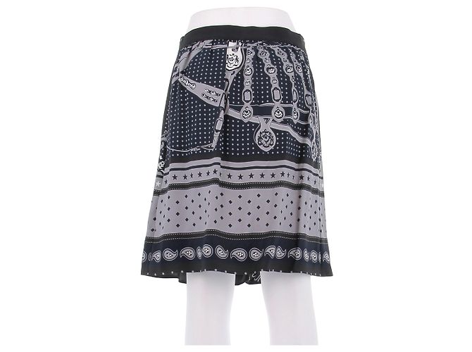 Falda de seda azul marino Hermès - vista 2