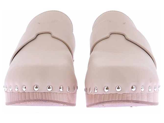 Hermès Zoccoli "Calya" beige in pelle - vista 4