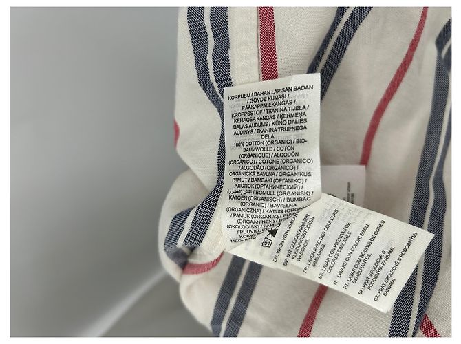 Autre Marque Camicia bianca a righe blu e rosse in cotone Bianco - vista 7