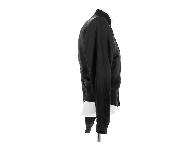 Giacca in satin nero Comme Des Garcons con scritte - vista 3