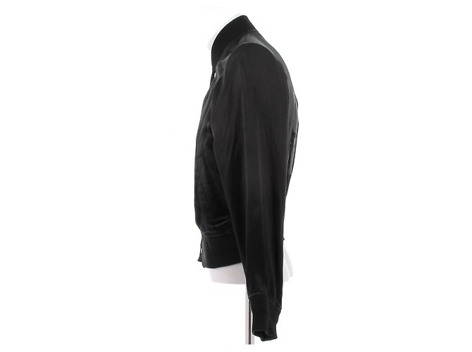 Giacca in satin nero Comme Des Garcons con scritte - vista 4