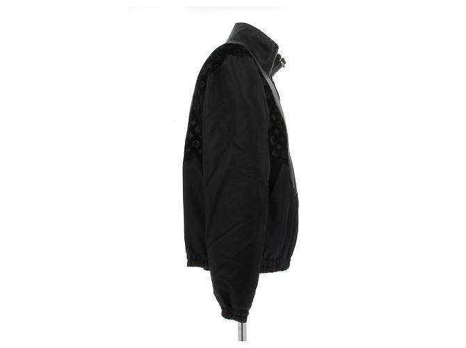 Louis Vuitton Giacca in pelle nera con monogramma Nero - vista 3