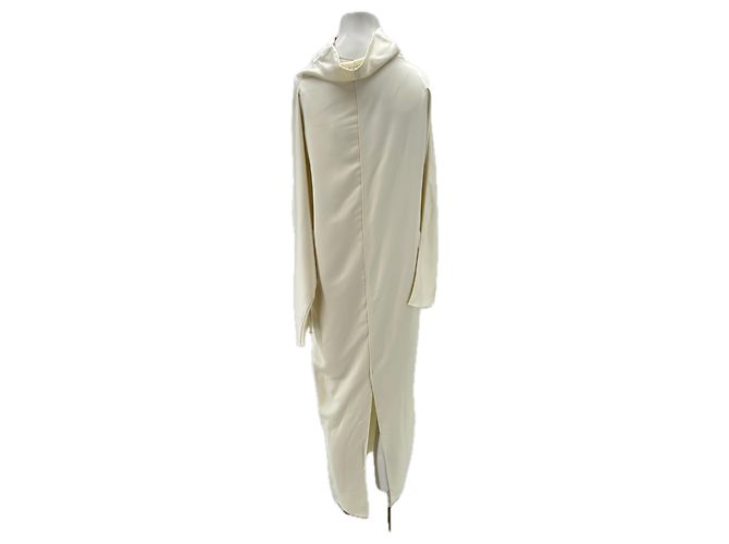 Massimo Dutti Langes cremefarbenes Satin-Kleid Beige - Ansicht 2