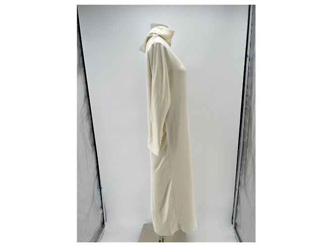 Massimo Dutti Langes cremefarbenes Satin-Kleid Beige - Ansicht 3
