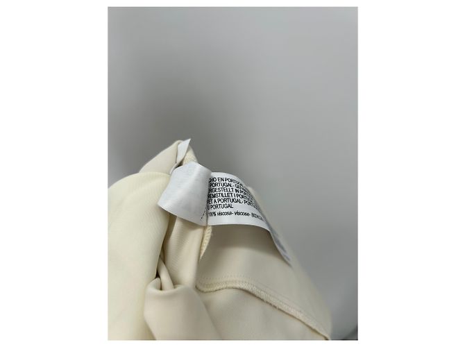Massimo Dutti Langes cremefarbenes Satin-Kleid Beige - Ansicht 8