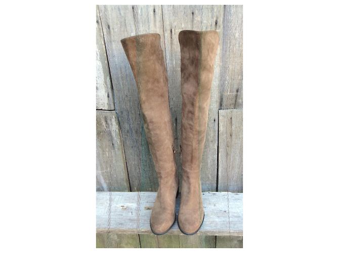 Botas Stuart Weitzman Marrón Claro Ante - vista 4
