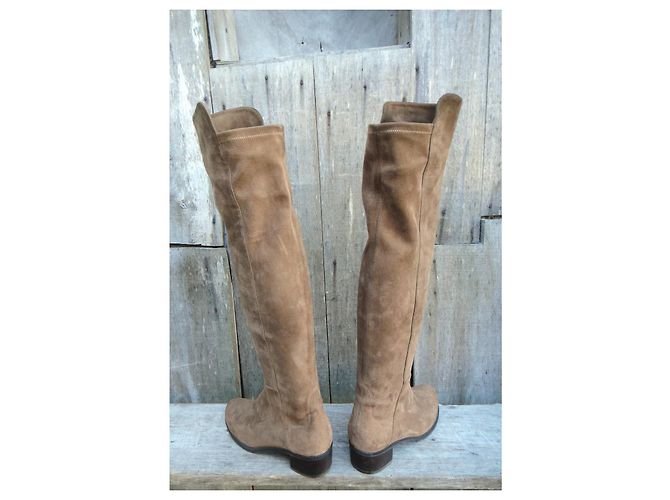 Botas Stuart Weitzman Marrón Claro Ante - vista 5