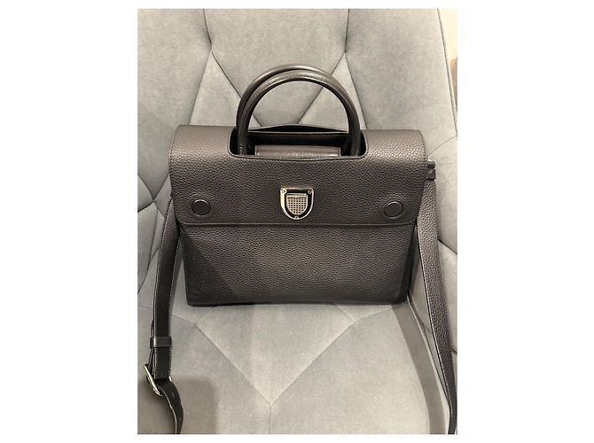 Borsa Christian Dior Diorever in pelle nera granulata Nero - vista 2