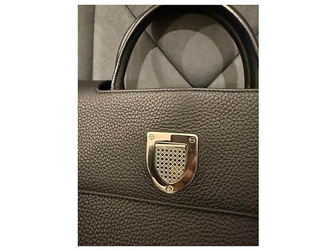 Borsa Christian Dior Diorever in pelle nera granulata Nero - vista 4