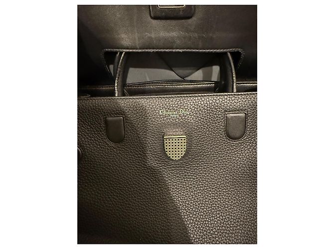 Borsa Christian Dior Diorever in pelle nera granulata Nero - vista 5
