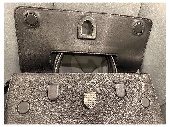 Borsa Christian Dior Diorever in pelle nera granulata Nero - vista 6