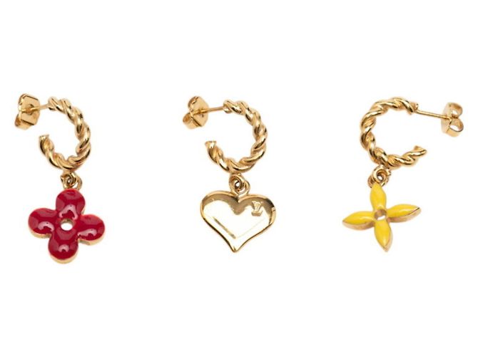 Louis Vuitton Sweet Monogram Ohrringe Set Rot Golden Gelb - Ansicht 2