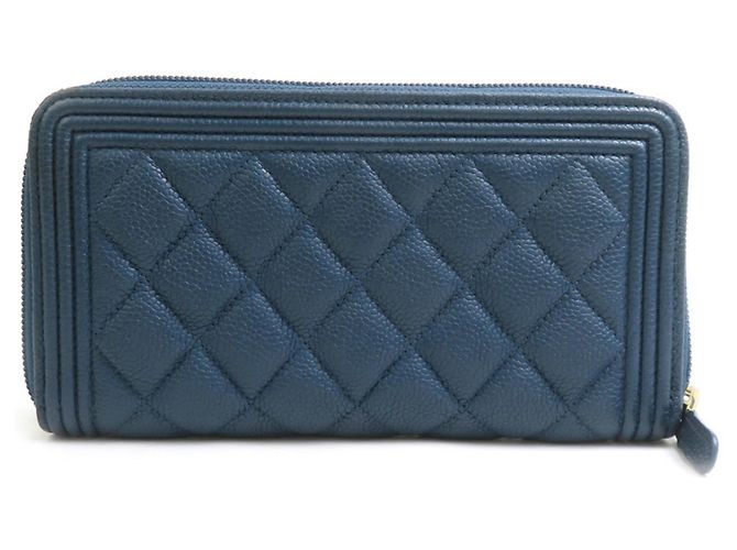 Portafoglio lungo con zip rotonda Chanel Boy Blu navy - vista 2