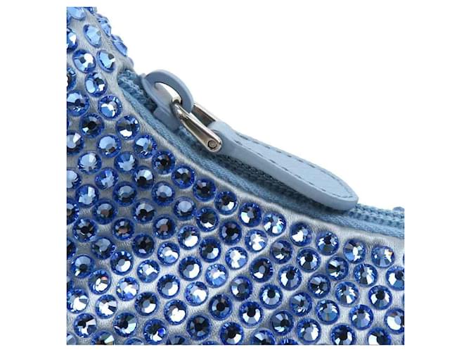 Borsa Prada blu in seta e viscosa 1BC515 - vista 10