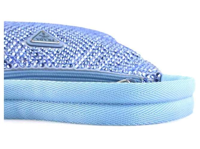 Borsa Prada blu in seta e viscosa 1BC515 - vista 13