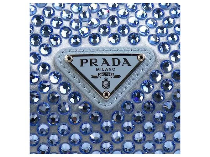 Borsa Prada blu in seta e viscosa 1BC515 - vista 15