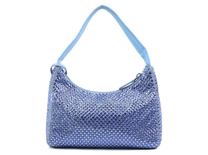 Borsa Prada blu in seta e viscosa 1BC515 - vista 3