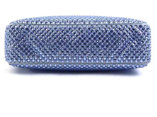 Borsa Prada blu in seta e viscosa 1BC515 - vista 4