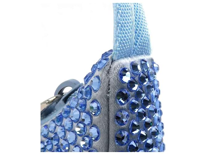 Borsa Prada blu in seta e viscosa 1BC515 - vista 7