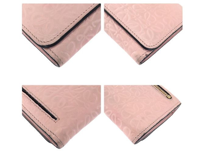 Cartera larga de cuero rosa Loewe Anagram - vista 3