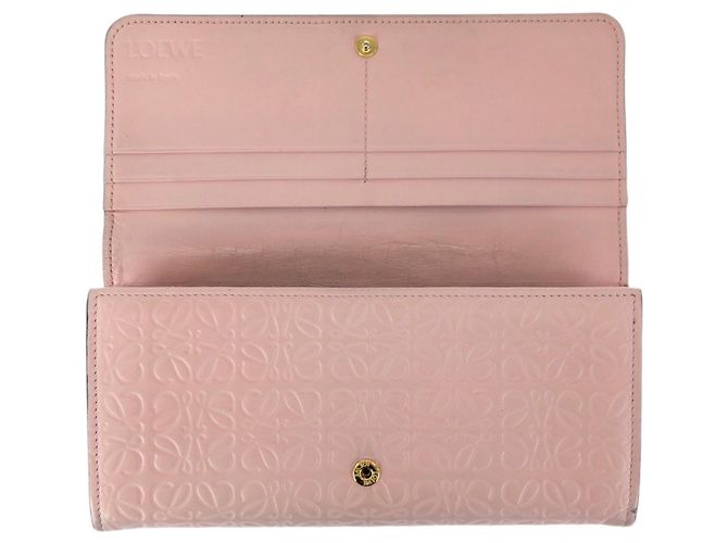 Cartera larga de cuero rosa Loewe Anagram - vista 7