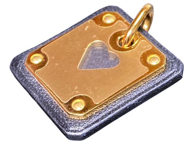 Hermès HERMES As de Coeur PM Herzmotiv Anhänger Schwarz Golden - Ansicht 3