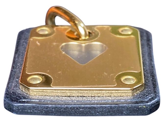 Hermès HERMES As de Coeur PM Herzmotiv Anhänger Schwarz Golden - Ansicht 4