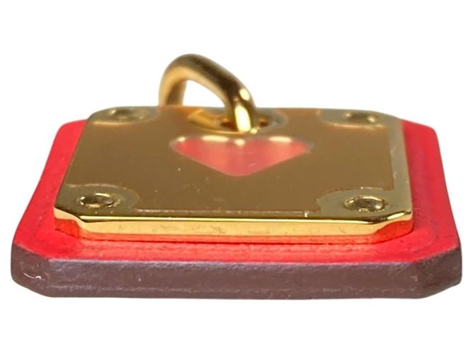 Hermès HERMES Anhänger As de Coeur PM Herzmotiv Rot Golden - Ansicht 3