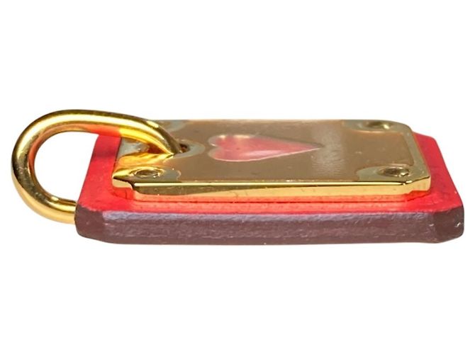 Hermès HERMES Anhänger As de Coeur PM Herzmotiv Rot Golden - Ansicht 4