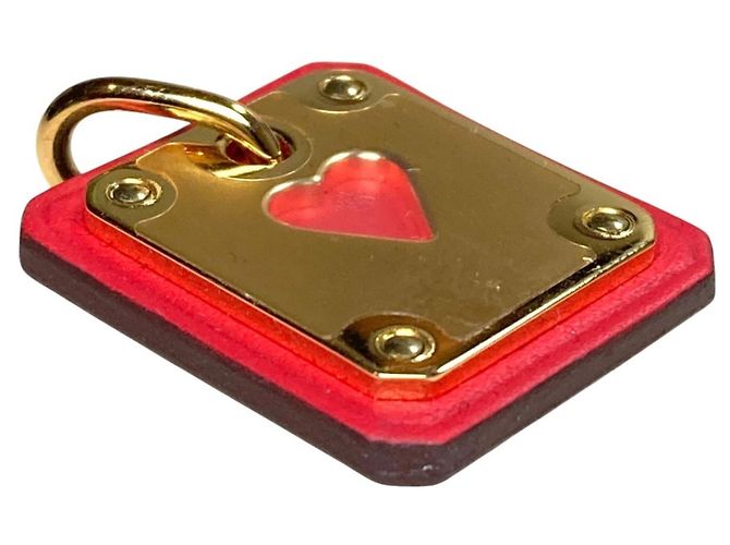 Hermès HERMES Anhänger As de Coeur PM Herzmotiv Rot Golden - Ansicht 5