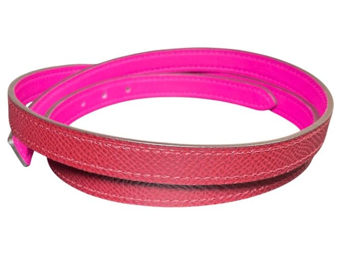 Reversibler schmaler Gürtel von Hermès Pink Bordeaux - Ansicht 2