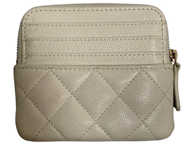 Monedero clásico con cremallera de piel de caviar acolchada Chanel - vue 2