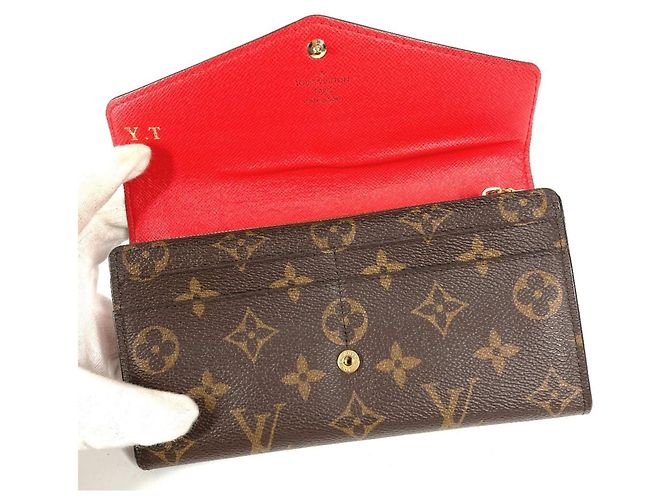 Portafoglio Lungo Bi-fold Sarah Monogramma Louis Vuitton Marrone Rosso - vista 10