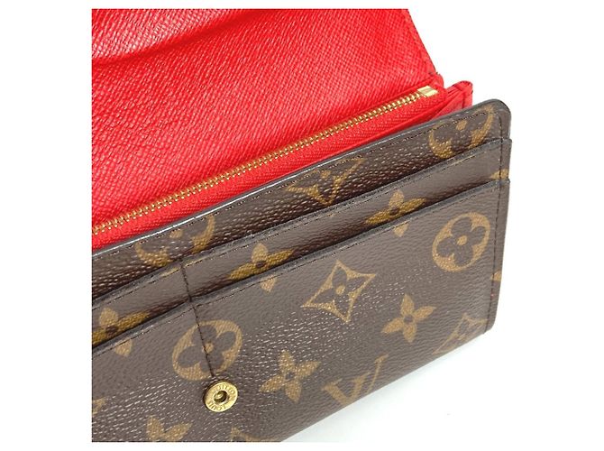 Portafoglio Lungo Bi-fold Sarah Monogramma Louis Vuitton Marrone Rosso - vista 14