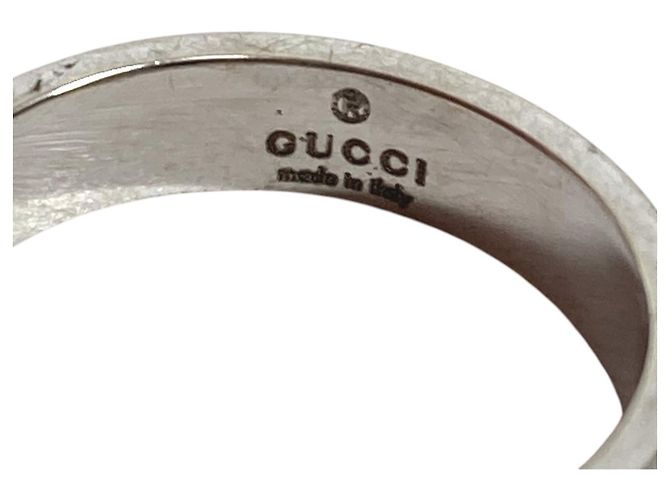 Gucci 18K Gold GG Logo Icon Band Ring Silvery - view 7