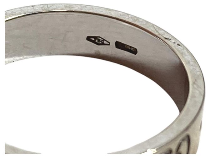 Gucci 18K Gold GG Logo Icon Band Ring Silvery - view 8