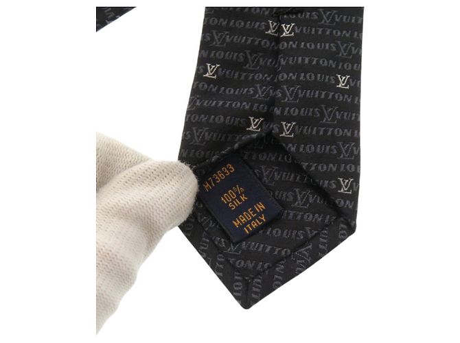 Cravatta in seta nera Louis Vuitton Nero - vista 6