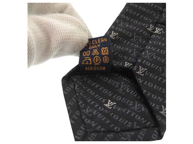 Cravatta in seta nera Louis Vuitton Nero - vista 7