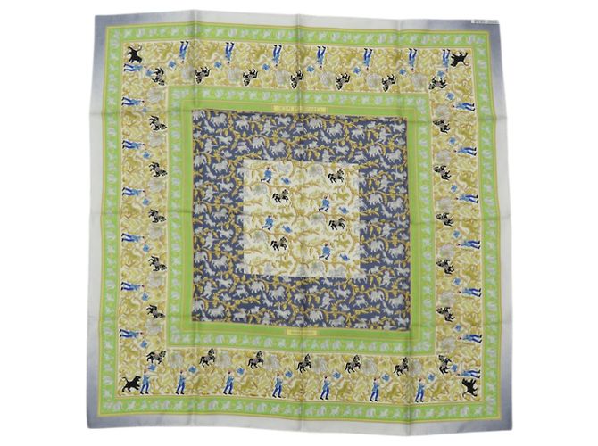 Silk In Foulard in seta Hermès Carre 90 CHASSE EN INDE Verde - vista 3